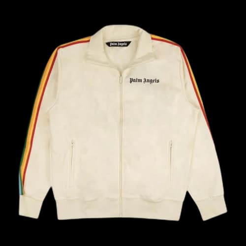 Palm Angels Zip Up Track Jacket 'White/Rainbow'