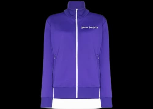 Palm Angels Logo Print Zip Up Track Jacket Purple