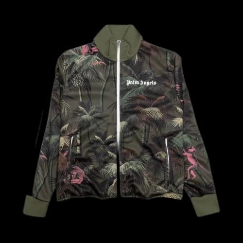 Palm Angels Leaf Print Track Jacket Green