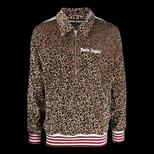 Palm Angels FW22 Leopard Print Quarterzip Track Jacket 'Gold Brown White'