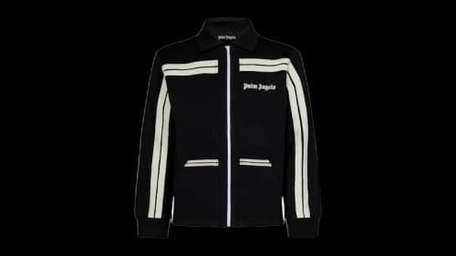 Palm Angels Shirt Collar Knit Track Jacket Black