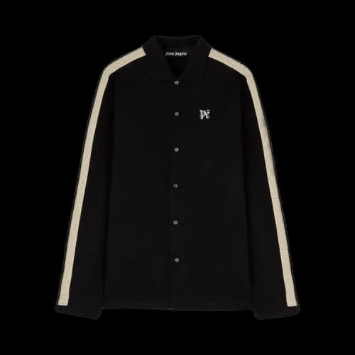 Palm Angels Monogram Piquet Track Shirt 'Black/Off White'