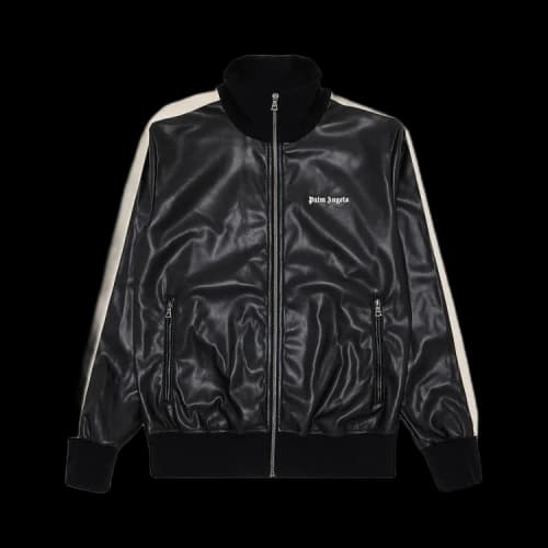 Palm Angels Leather Effect Track Jacket 'Black/Off White'