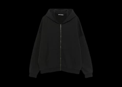 Palm Angels Curved Logo Zip Hoodie Black/White