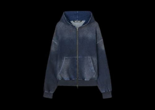 Palm Angels Series Washed Zip Hoodie Blue/Black
