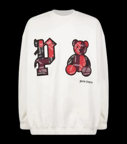 Palm Angels Bandana Bear Oversized Fit Crewneck White