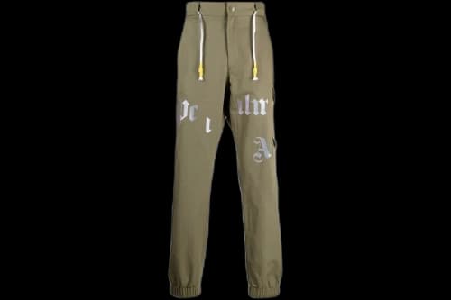 Palm Angels Logo Print Cargo Pants Military Green