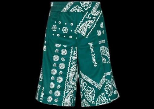 Palm Angels Bandana Track Shorts Green/White