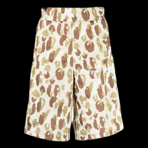 Palm Angels Desert Camo Logo Track Shorts Light Beige