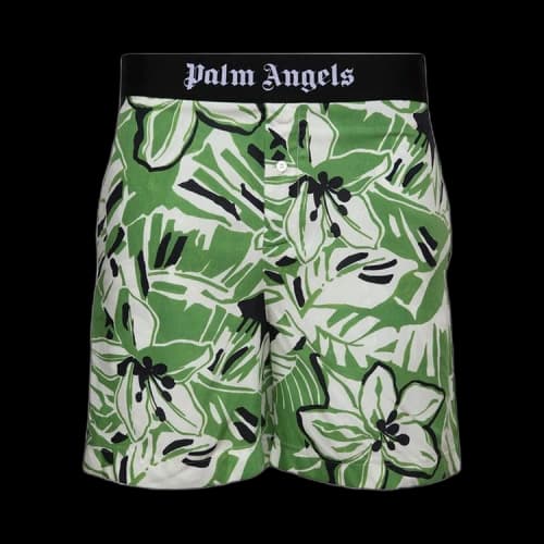 Palm Angels Macro Hibiscus Easy Shorts Green/White