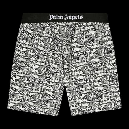 Palm Angels Waves Easy Shorts 'White/Black'