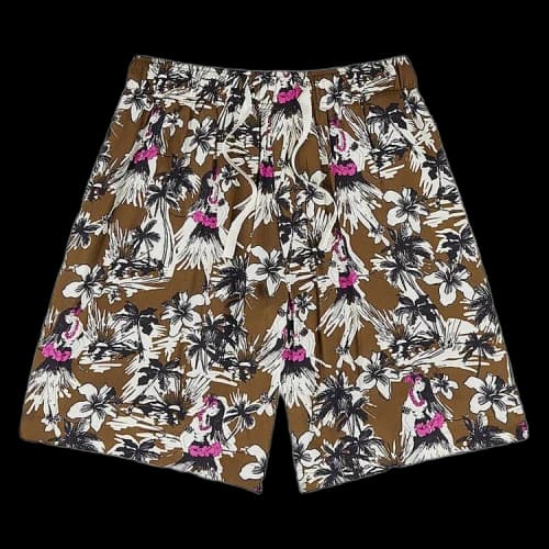 Palm Angels Hula Viscose Short Pants Beige / Multi