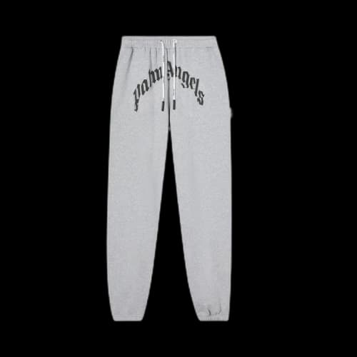 Palm Angels Curved Logo Sweatpants Grey/Black