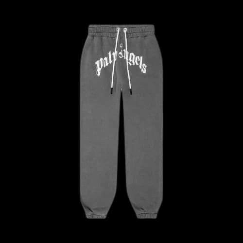 Palm Angels GD Curved Logo Sweatpants 'Black/White'