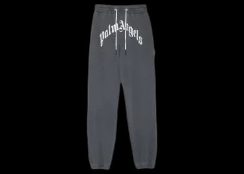 Palm Angels Curved Logo Sweatpants Black White