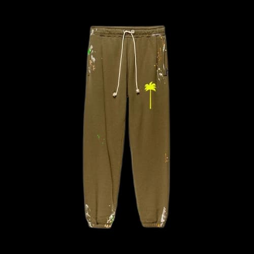 Palm Angels Palm Motif Paint Splatter Sweatpants Green/Multicolor