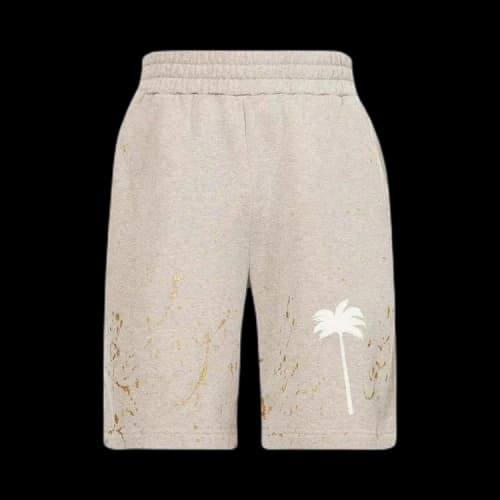 Palm Angels Paint-splatter Logo Shorts Grey