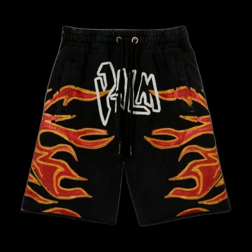 Palm Angels Graffiti Flames Sweatshorts Black/White