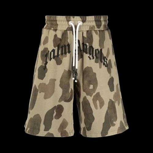 Palm Angels Camouflage Military Pattern Shorts Brown