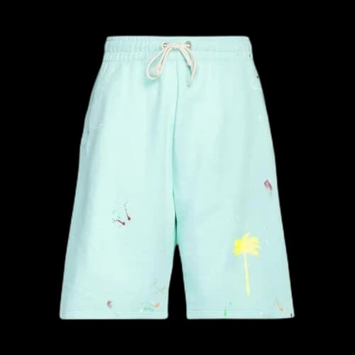 Palm Angels PXP Painted Sweatshort Seafoam/Yellow