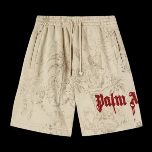 Palm Angels Pencil All Over Sweatshorts Off White