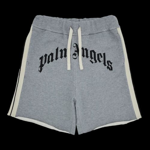 Palm Angels Curved Logo Track Sweatshort 'Grey/Melange'