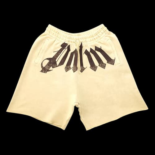 Palm Angels Big Waist Logo Sweatshorts 'Beige/Brown'