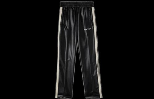 Palm Angels Leather Effect Track Pants Black/White