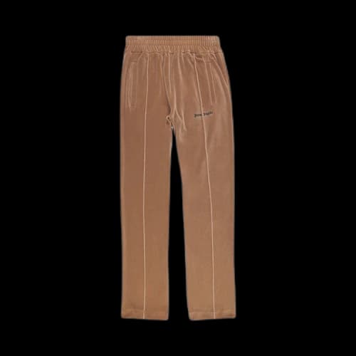 Palm Angels Logo-Print Velvet Track Pants Sand Beige