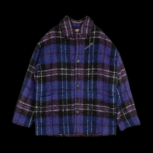 Palm Angels Plaid Collared Shirt Jacket 'Purple'