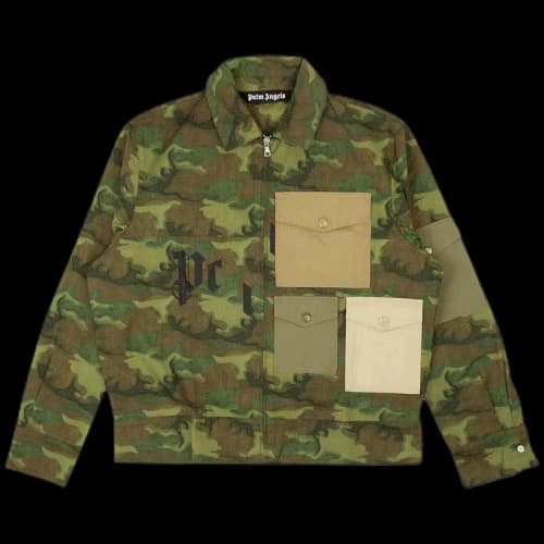 Palm Angels Camouflage Patch Pocket Shirt Jacket 'Military Green'