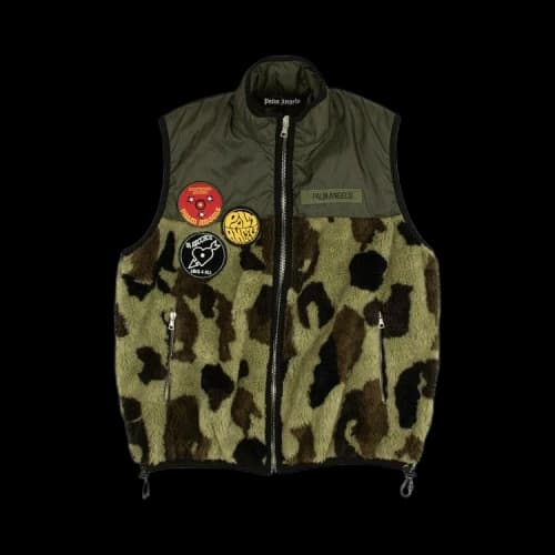 Palm Angels Camo Records Pile Patch Vest 'Green Camo'
