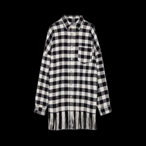 Palm Angels Fringed Check Shirt Jacket Black/White