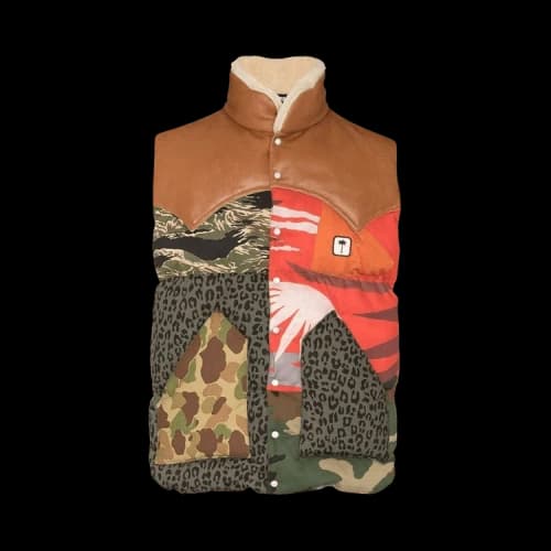 Palm Angels Mixed Prints Down Vest 'Military/Black'