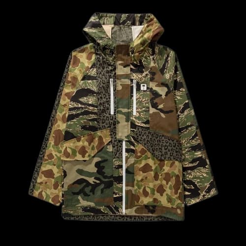 Palm Angels Short PXP Mixed Print Parka Military/Black