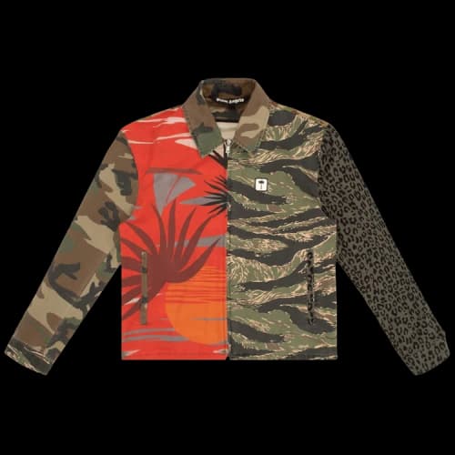 Palm Angels Mixed Prints Coach Jacket 'Military/Black'