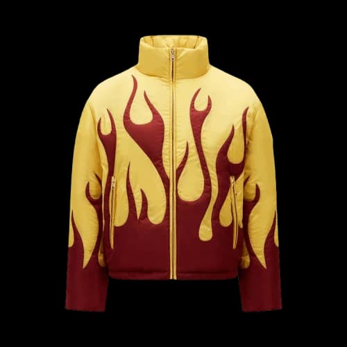 Palm Angels x Moncler Clancy Short Down Jacket 'Burgundy/Yellow'