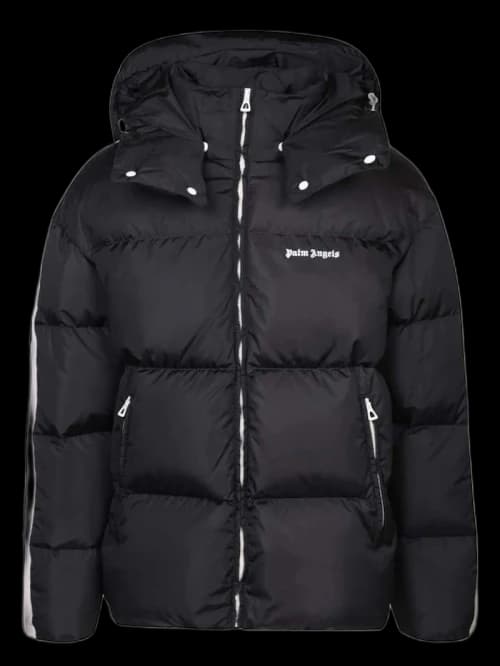 Palm Angels Hooded Track Down Jacket Black