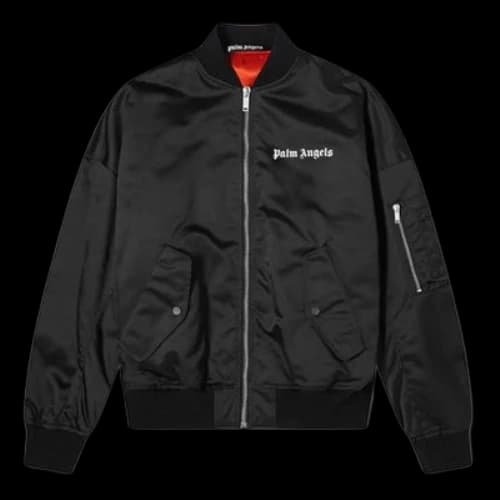 PALM ANGELS Men's Black Logo Over Bomber Jacket logo