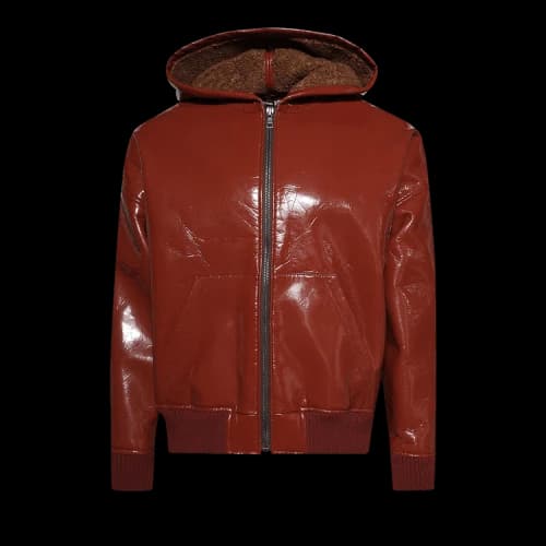 Palm Angels Curved Logo Vinyl Bomber 'Brick Red'