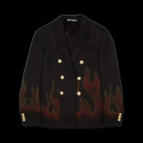 Palm Angels Burning Double Breasted Blazer 'Black/Red'