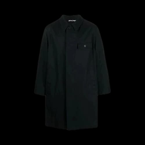 Palm Angels Logo-Print Cotton Coat Black