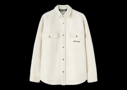 Palm Angels Logo-Embroidered Twill Shirt Jacket White