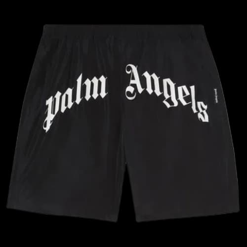 Palm Angels Curved Logo Swim Short 'Black/White'