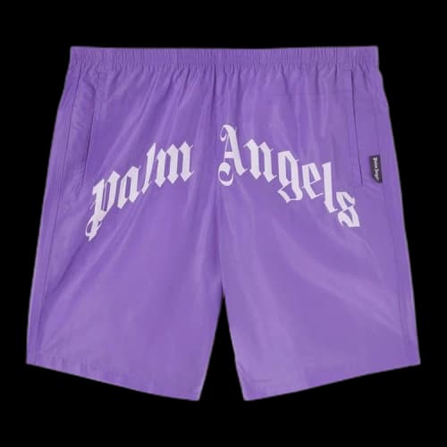 Palm Angels Curved Logo Swim Short Violet/White
