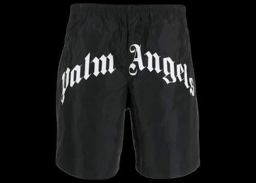 Palm Angels Logo Print Swimming Shorts Black