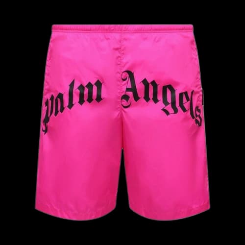 Palm Angels Logo Print Swimming Shorts Hot Pink