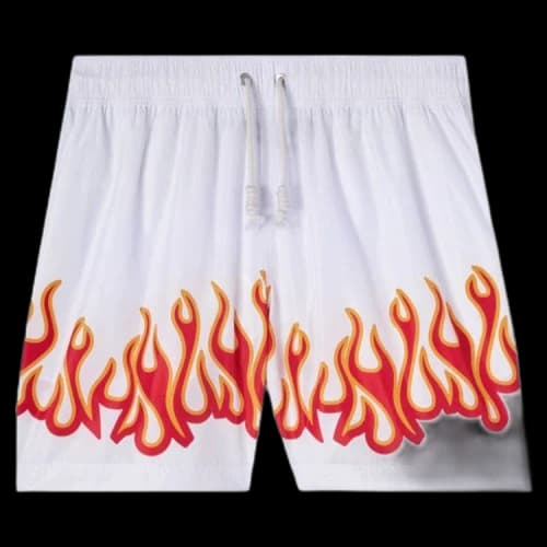 Palm Angels Burning Flames Print Swim Short 'White/Red'