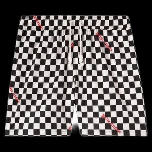 Palm Angels Damier Print Swim Short 'Black/Red'