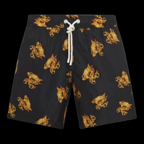 Palm Angels Burning Monogram Swim Shorts Black/Gold